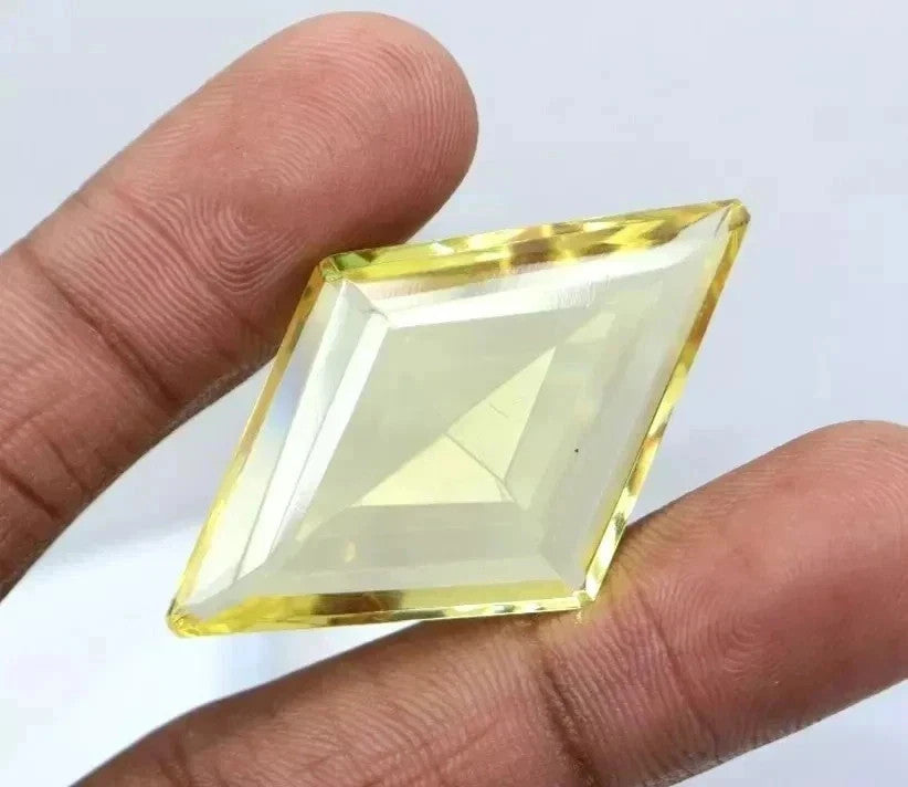50 Ct Certified Natural Lemon Yellow Flawless Topaz Fancy Cut Loose Gemstone