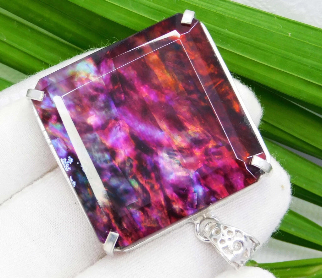 54.70 Ct Natural Ammolite Opal Doublet Pendant Multi-Color Rare Loose GEMSTONE