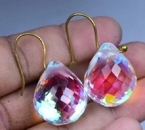 105 Ct Natural Mystic Quartz 925 Sterling Silver Earring Certified Women Gift