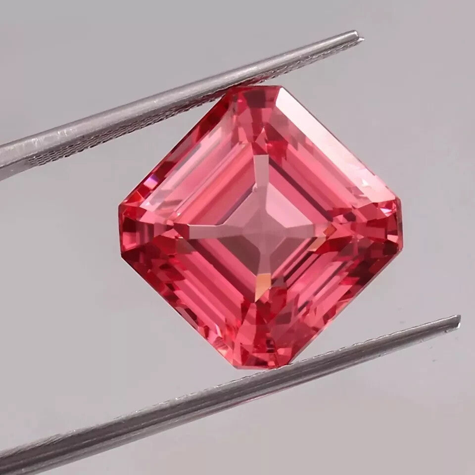 Natural Flawless Ceylon Padparadscha Sapphire Loose Asscher Cut Gemstone 12x12MM
