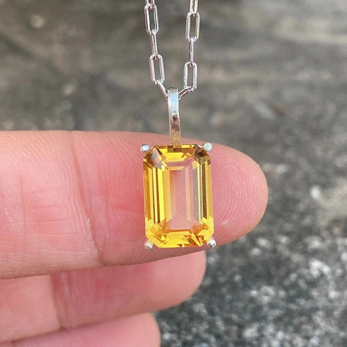 20 Ct Nice Emerald Topaz Gemstone 925 Sterling Silver Handmade Certified Pendant