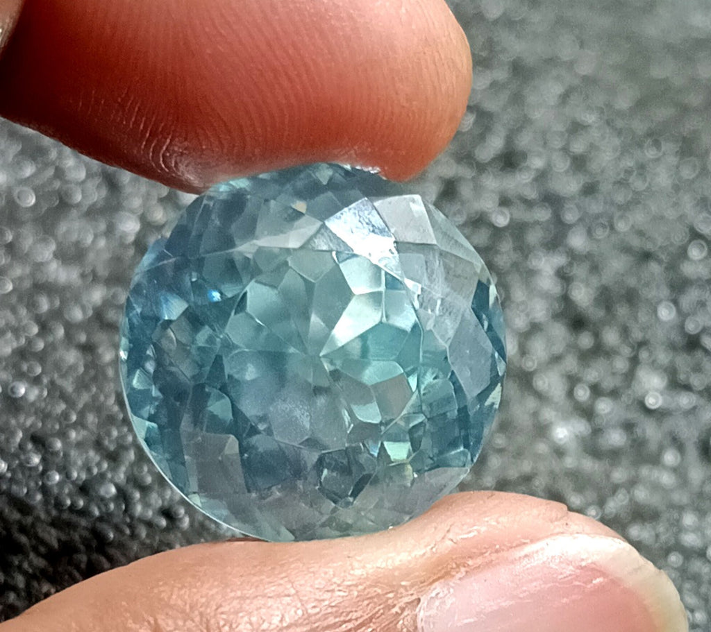 Certified Natural Water Blue Zircon 60.55 Ct Cambodian Round Cut Loose Gemstone