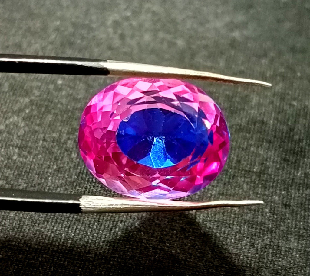 17.5 Ct A++ NATURAL Ceylon PITAMBARI Sapphire Bi-Color Certified Oval GEMSTONE