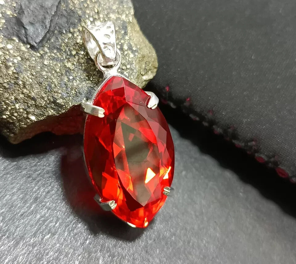 Certified Natural 65.00 Ct Brazilian Red Marquise Topaz Pendant For LOVE ONES