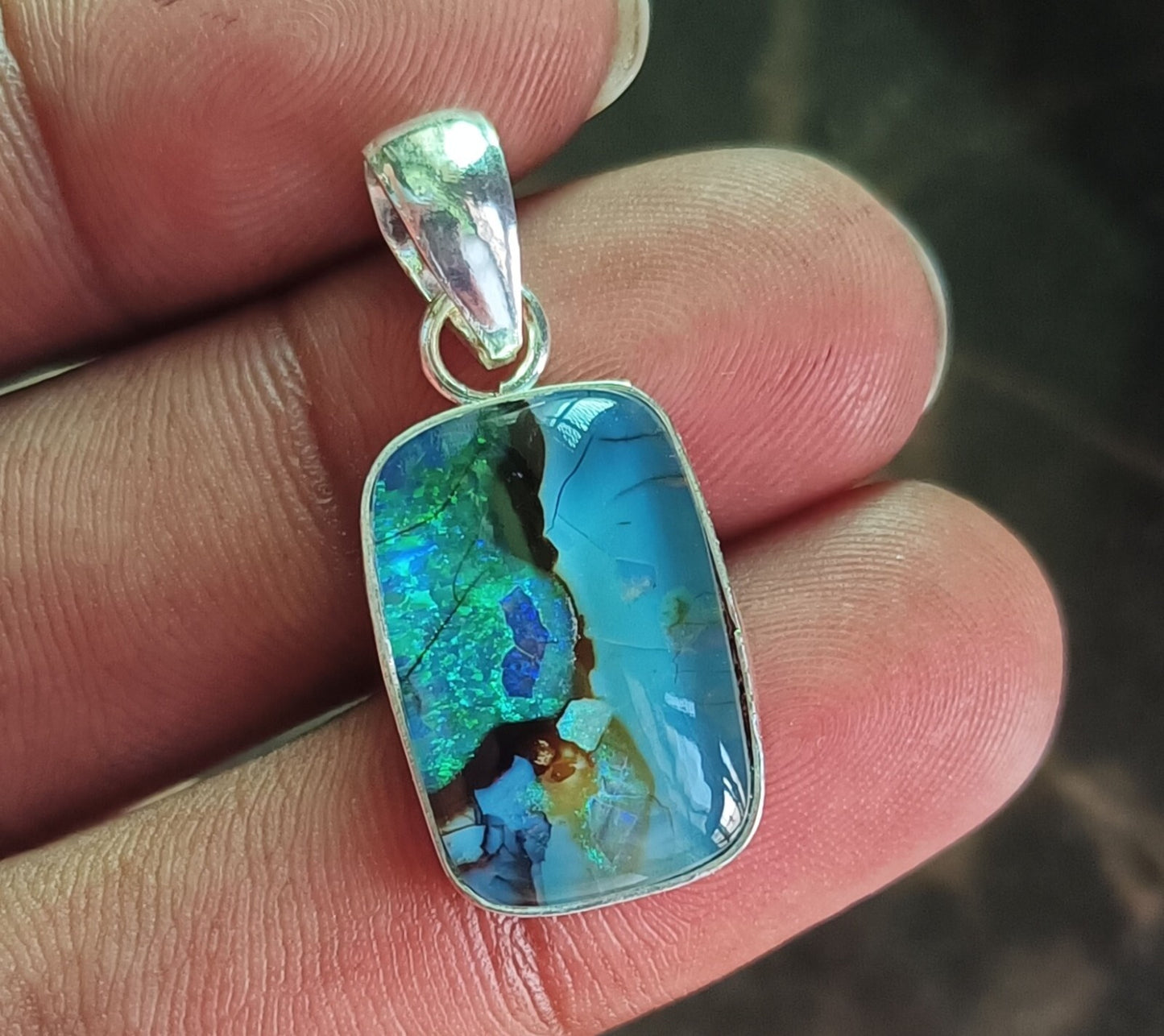 Sterling Silver Cushion Pendant 21.35 Ct Natural Monarch Fire Opal Certified Gem