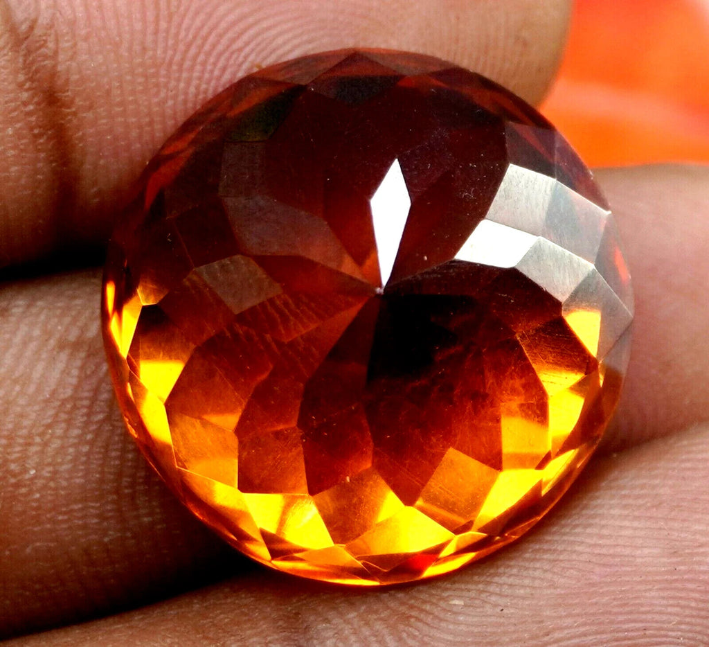99 Ct Certified Natural Orange Zircon Cambodian Round Cut Loose Gemstone