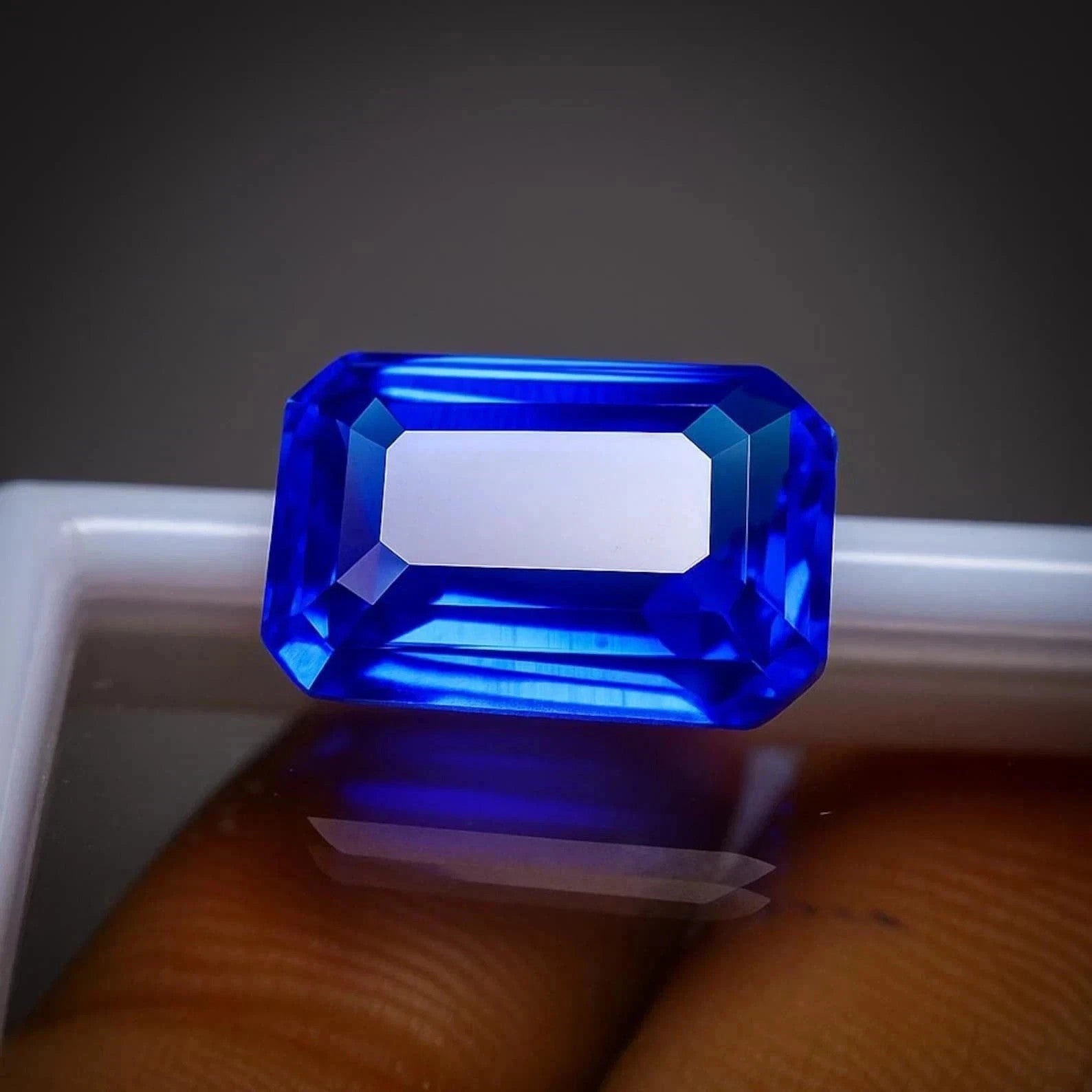 Natural 10 Ct+Ceylon Blue Sapphire Unheated Emerald Cut Certified Loose Gemstone