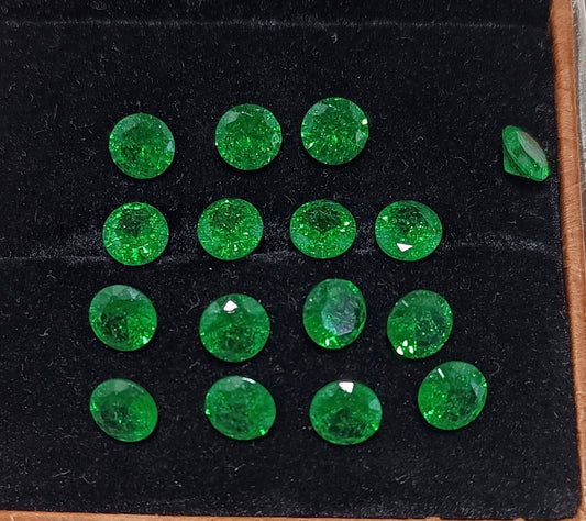 Natural Colombia Green Emerald 6 MM Round 20 Pcs Lot Certified Loose Gemstone