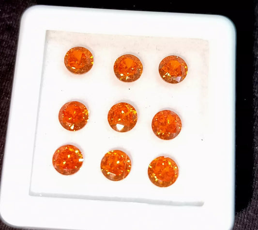 Natural CEYLON Orange Sapphire 6 mm Round Cut Lot 10 Pcs Certified A+ Gemstone