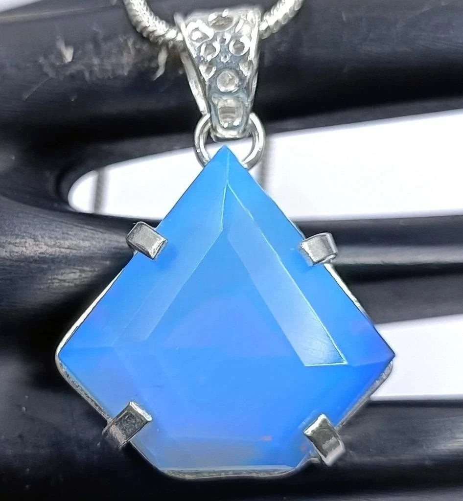 AA+ 57.30 Ct Natural Blue Opal Silver Jewelry Pendant Loose Fancy Cut Gemstone