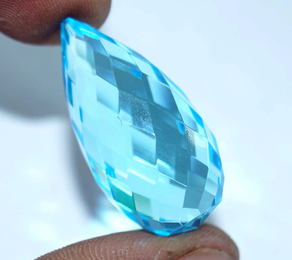 49.35 Ct Drop Cut Natural EGL Certified Brazilian Sky Blue Topaz Loose Gemstone