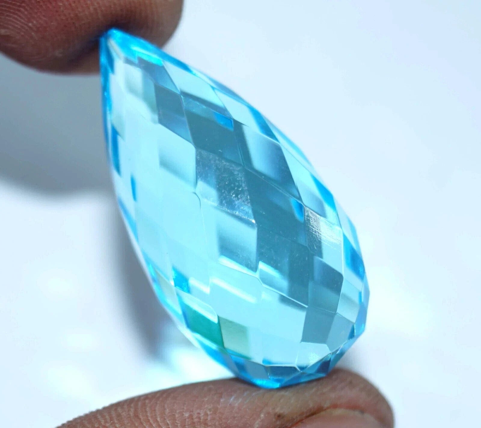 49.35 Ct Drop Cut Natural EGL Certified Brazilian Sky Blue Topaz Loose Gemstone