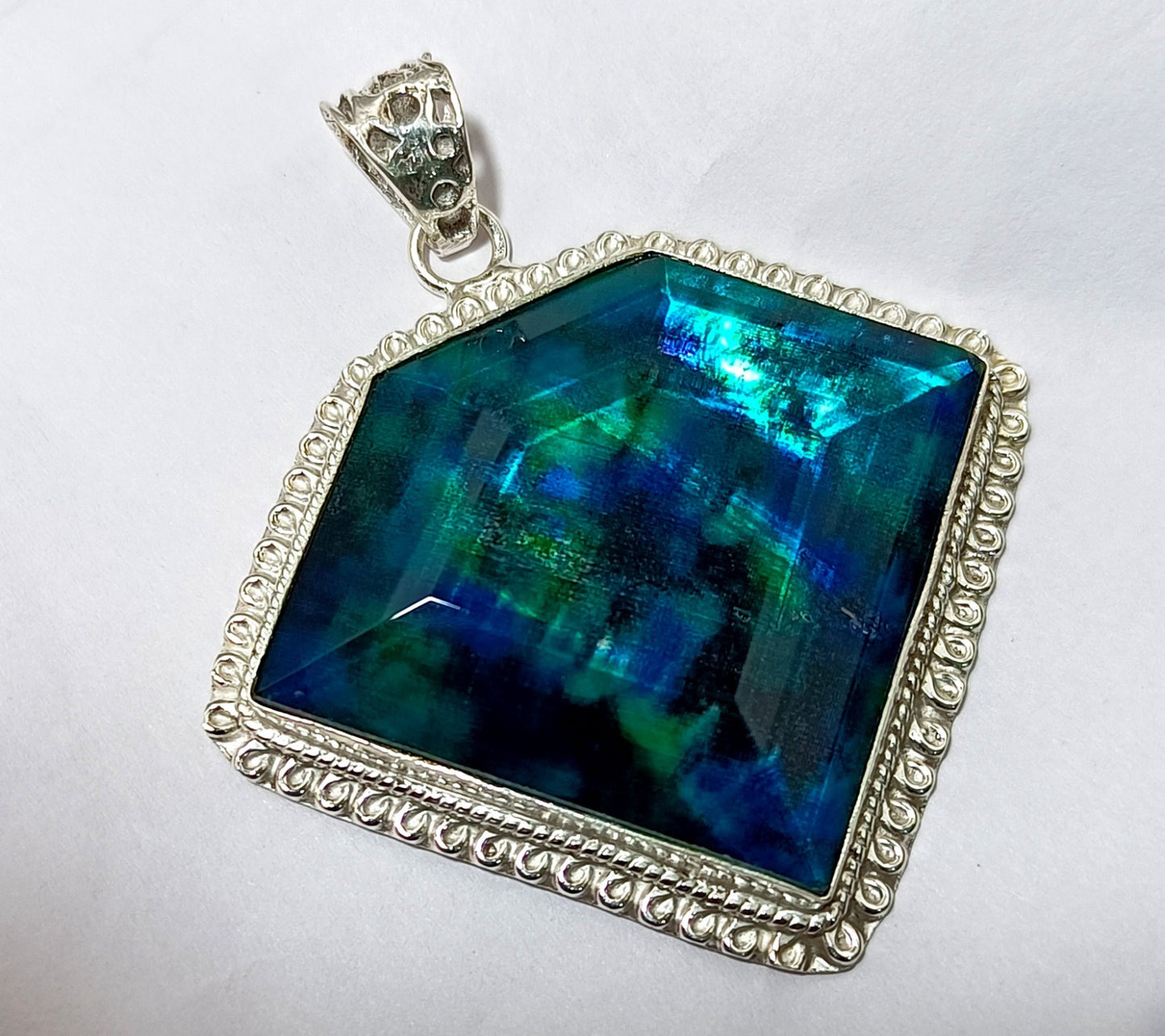 117.75 Ct Natural Ammolite 925 Solid Silver  PENDANT GIE Certified Gemstone