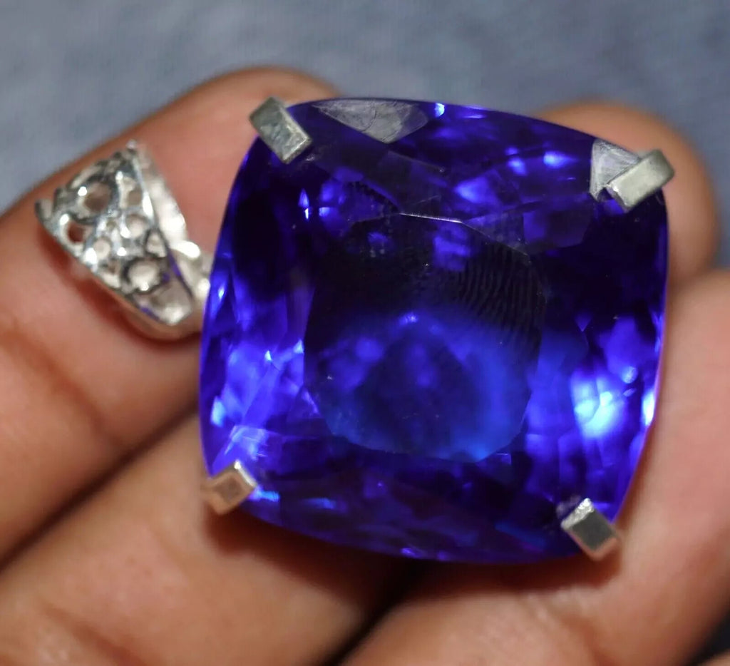 97.35 Ct Natural Topaz 925 Solid Silver Pendant Certified Cushion Loose Gemstone