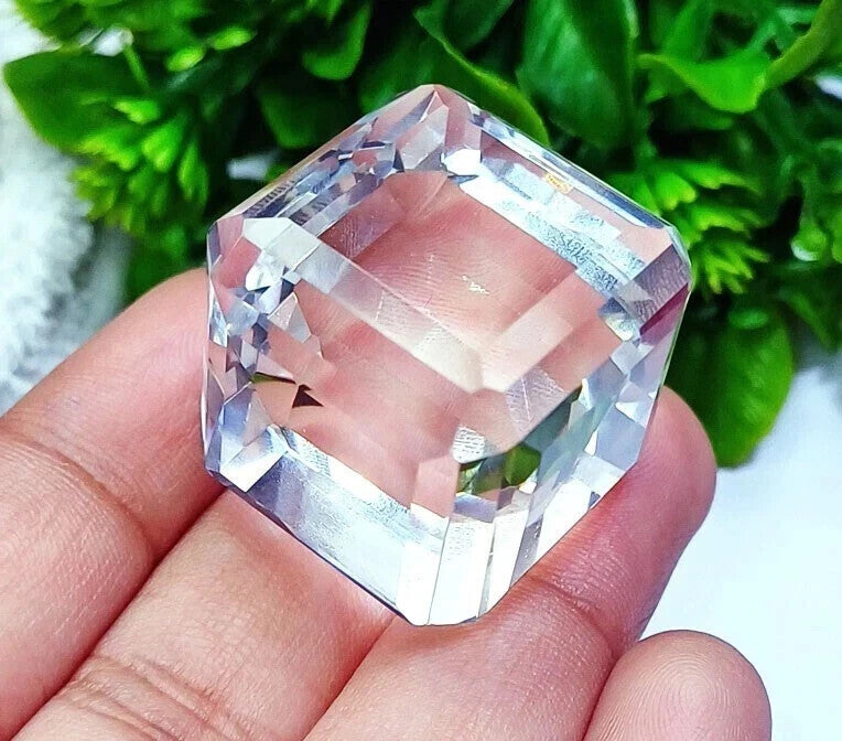 100 Ct Cube Cut Natural EGL Certified Brazilian White Color Topaz Loose Gemstone