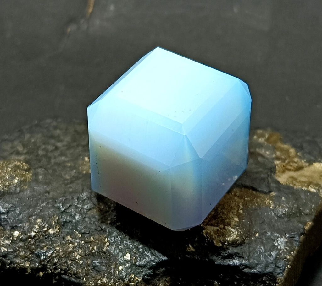 137.95 Ct Natural Blue Fire Opal Cube Cut Welo Australian EGL Certified Gemstone