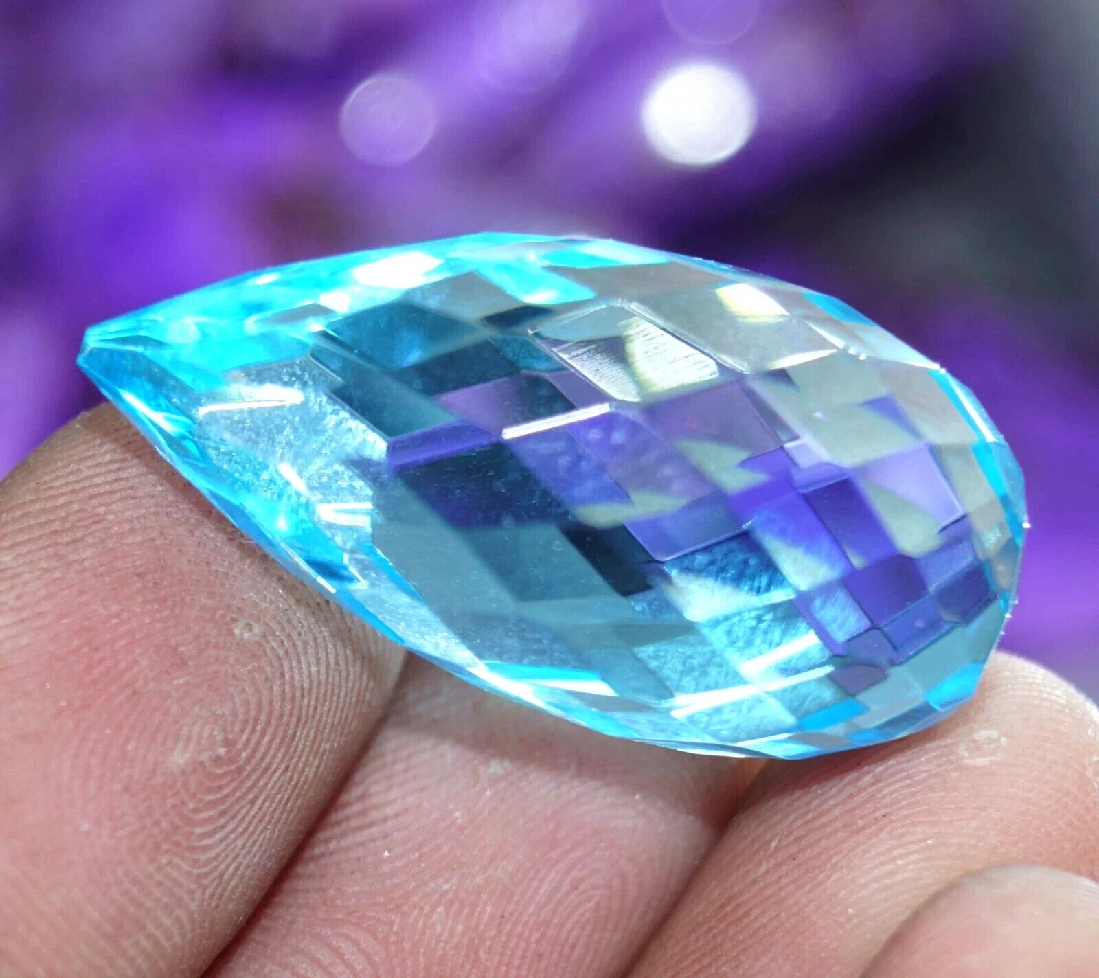 49.35 Ct Drop Cut Natural EGL Certified Brazilian Sky Blue Topaz Loose Gemstone