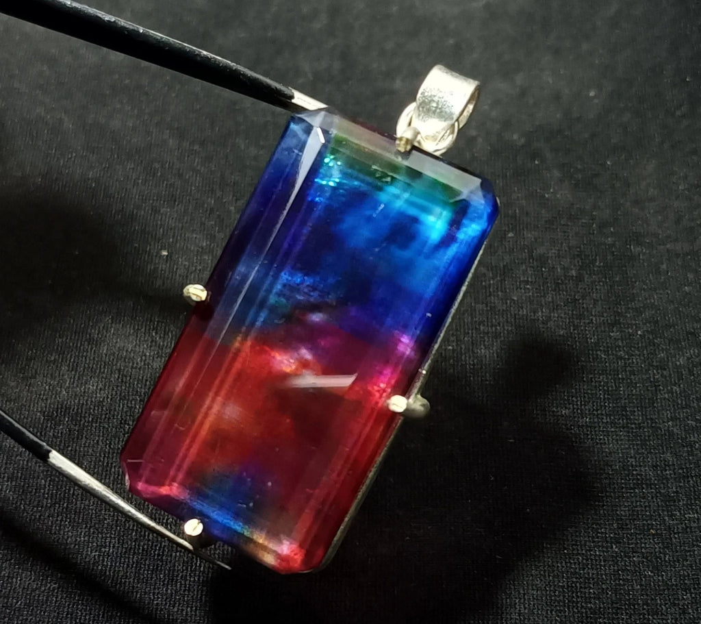 Certified 76.75 Ct Natural Ammolite Doublet Solid Silver Pendant Loose Gemstone