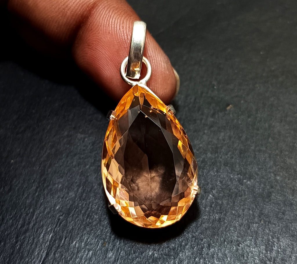 Certified 58.45 Ct Natural Topaz 925 Solid Silver  Pear Cut Pendant Gemstone