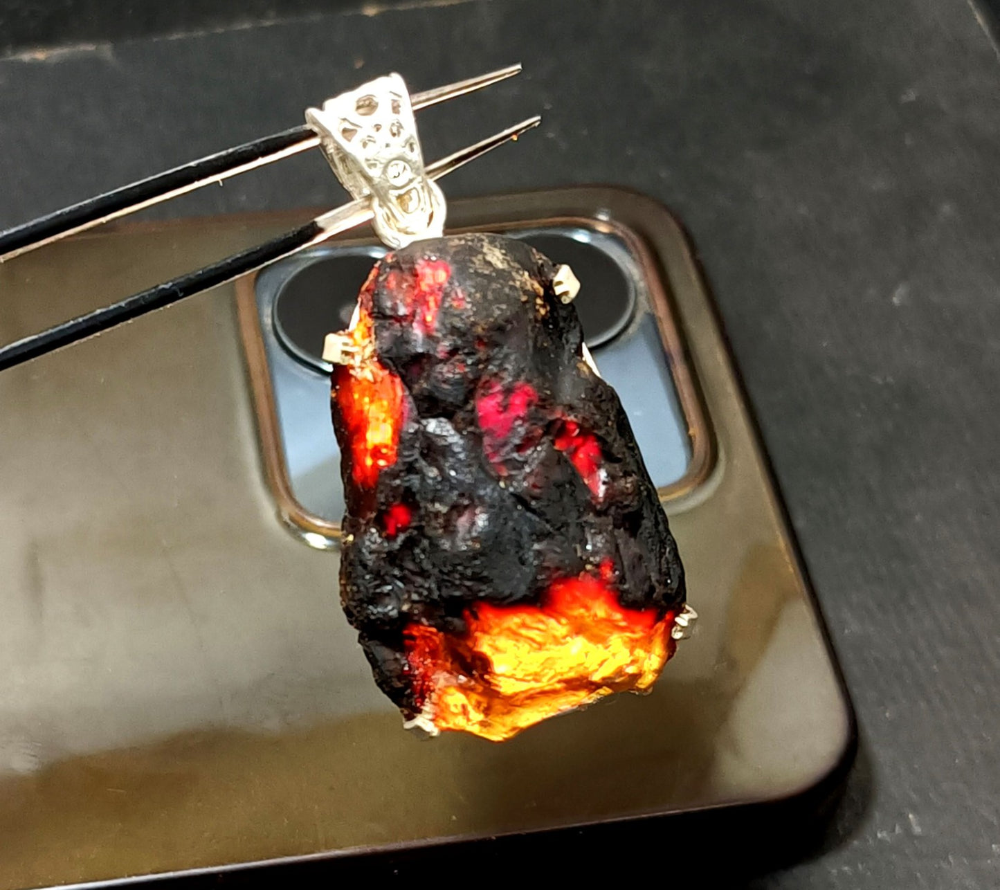 Natural Handmade 46.85 Ct Amber Rough Sterling Solid Silver Pendant Gemstone