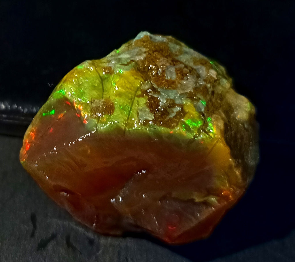 A++Play of Color 114.75Ct Natural Ethiopian Black Opal Welo Rough LOOSE GEMSTONE