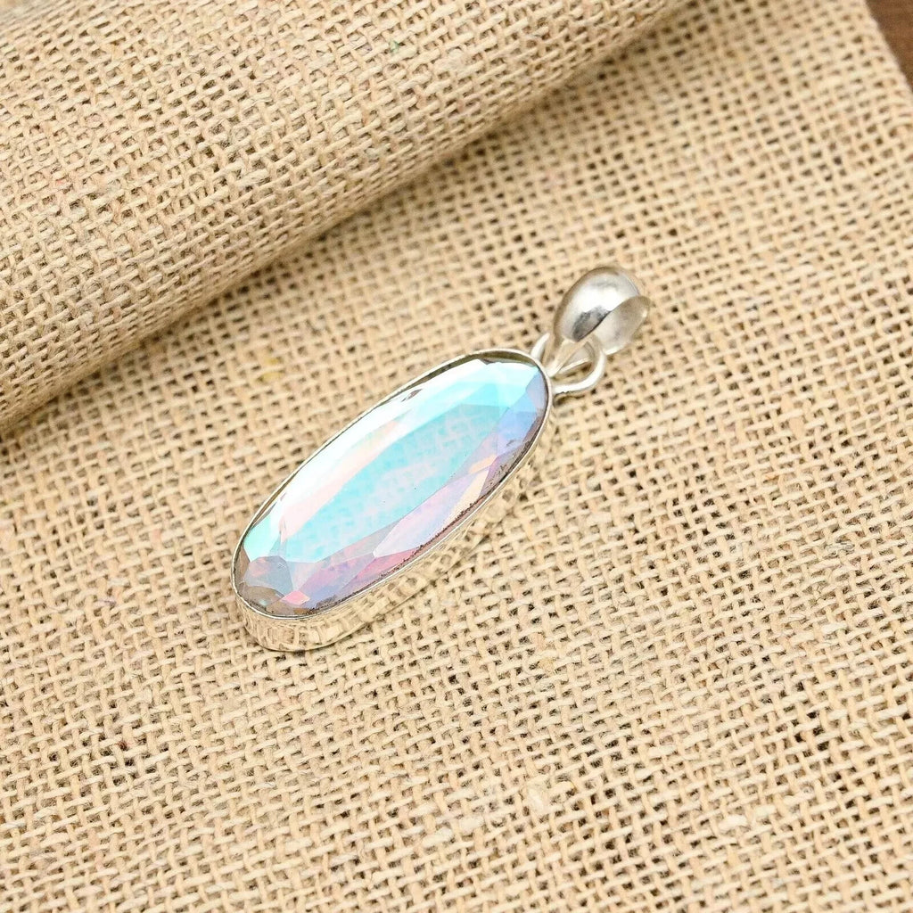 EGL 37.80 Ct+ Natural Mystic Topaz Oval Cut 925 Solid Silver Pendant Gemstone