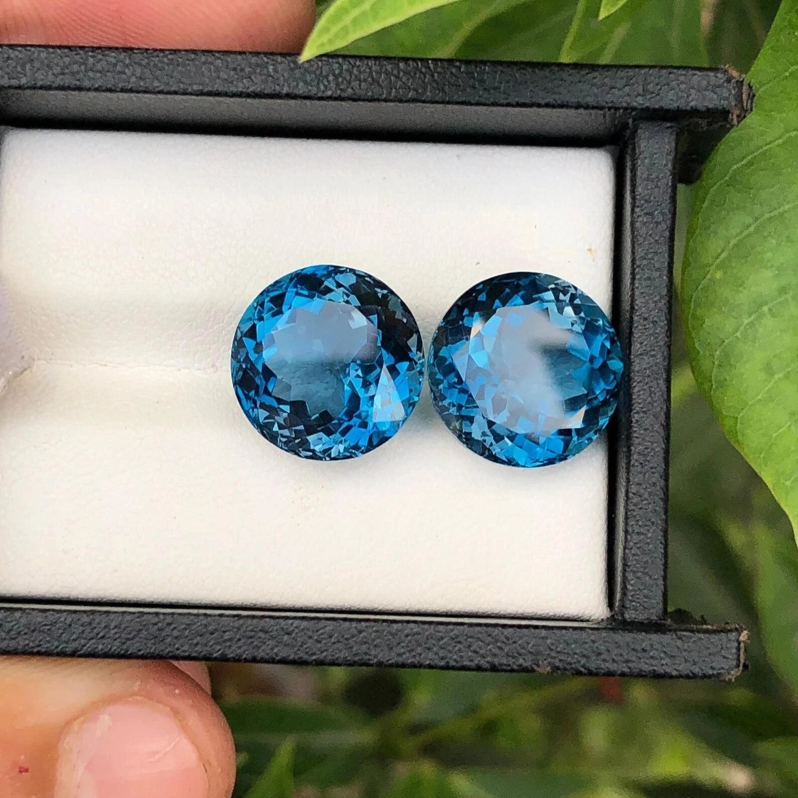 30 Ct 2 Pcs Natural Swiss Blue Sapphire GIE Certified Round Cut Loose Gemstone