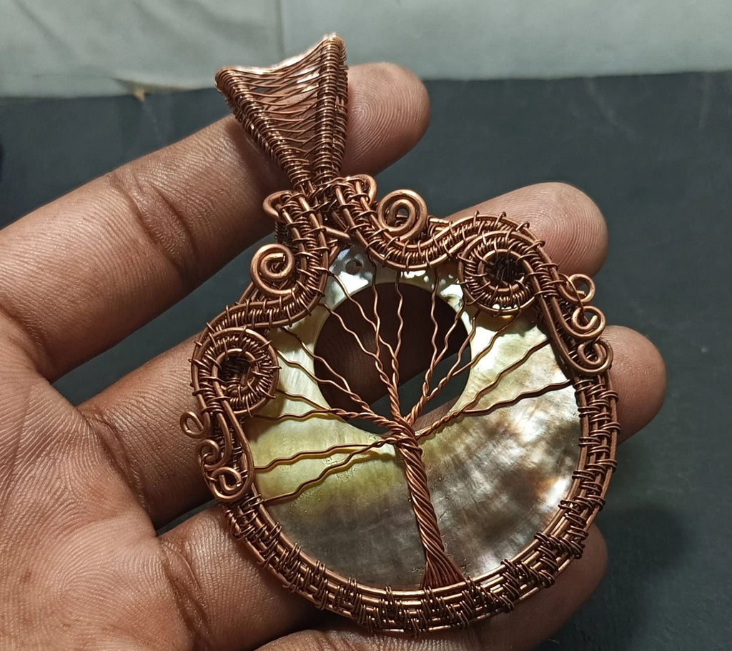 Gift For Her Copper Labradorite Jewelry Wire Wrapped Tree Life Pendant 127.60 Ct