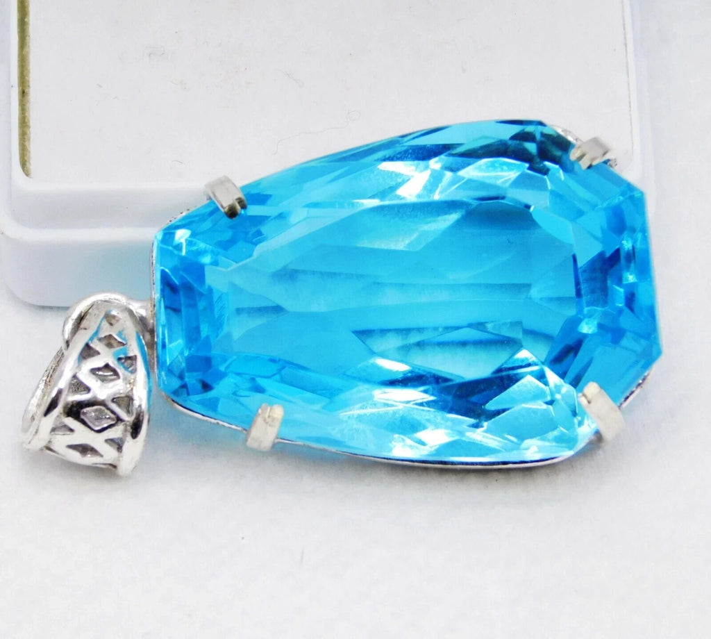 Certified Natural 86 Ct Brazilian Blue FANCY Topaz Pendant Loose Gemstone