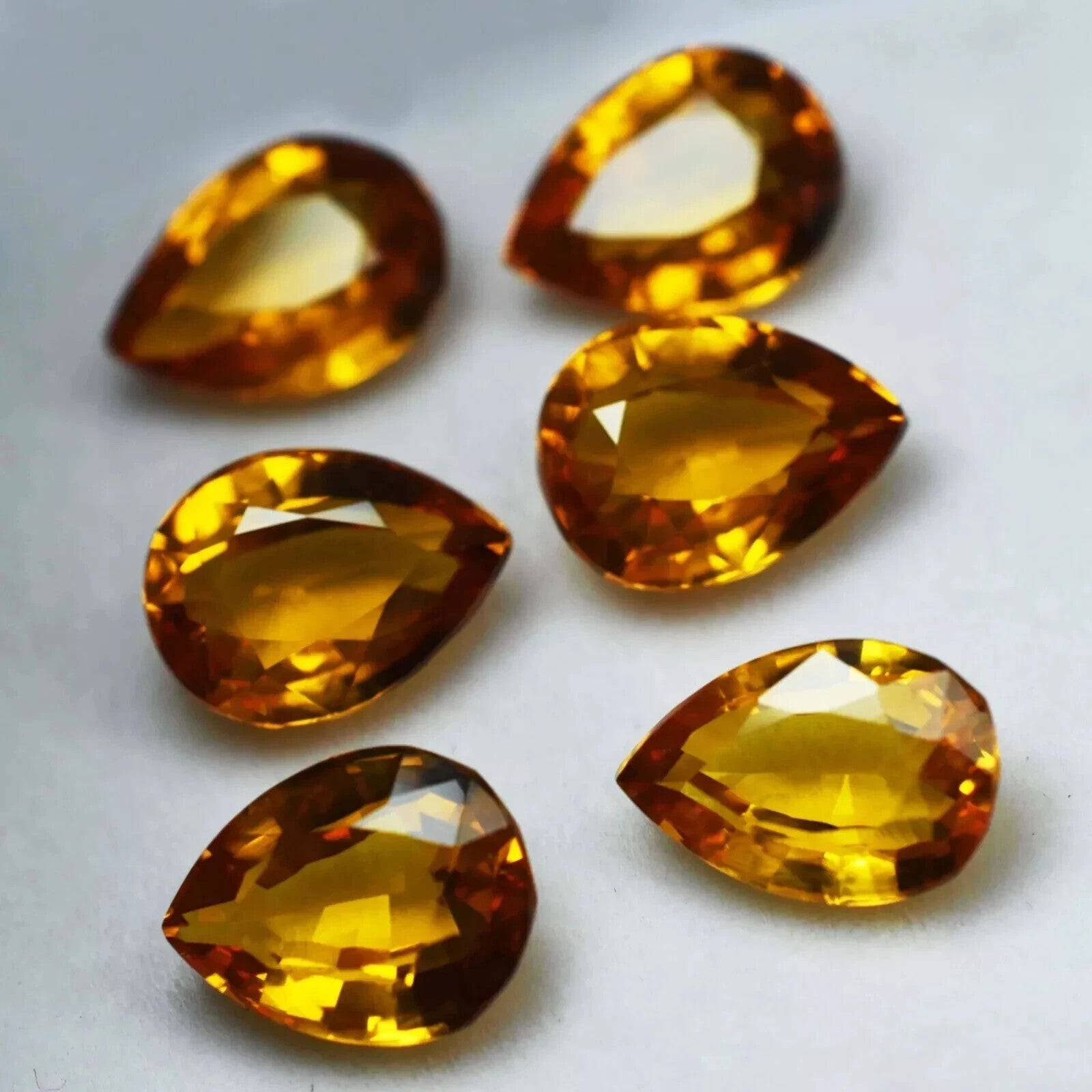 48 Ct Natural CERTIFIED Ceylon Sapphire Yellow 6 Pcs Lot Pear Loose Gemstone