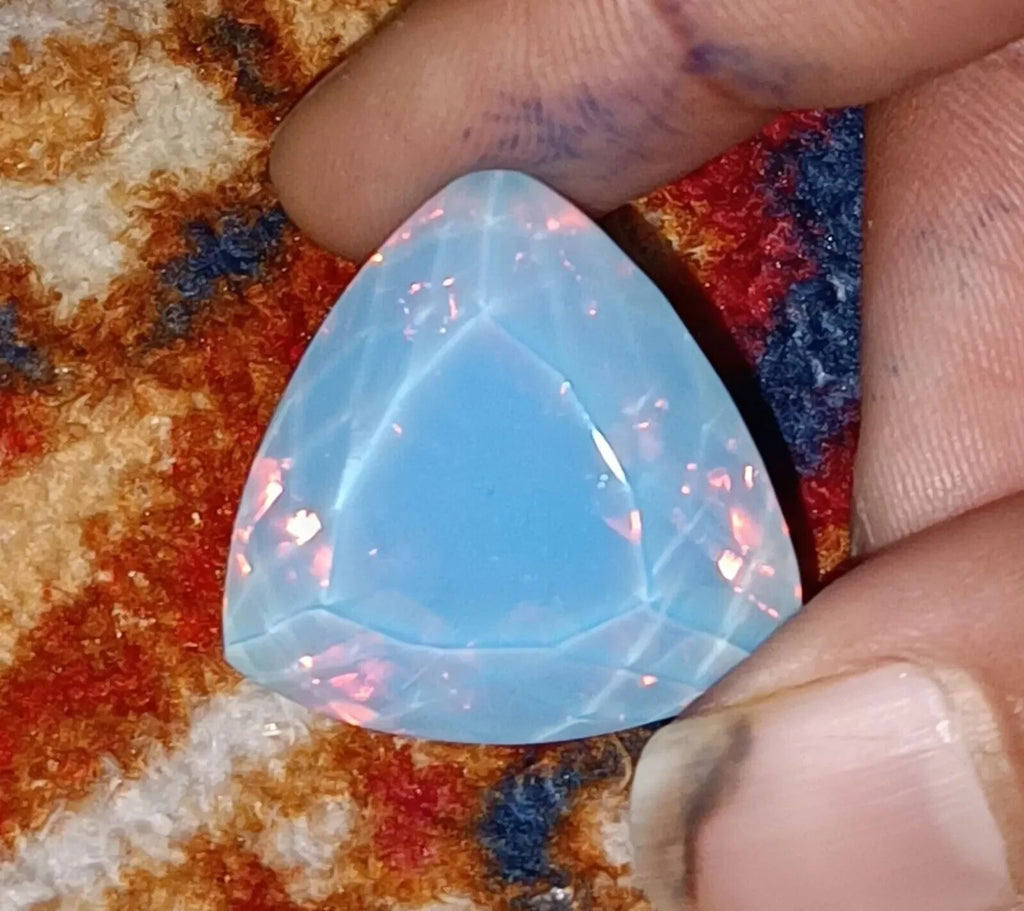 55.95 Ct Natural Opal BLUE Trillion Welo Australian Certified Untreated Gemstone