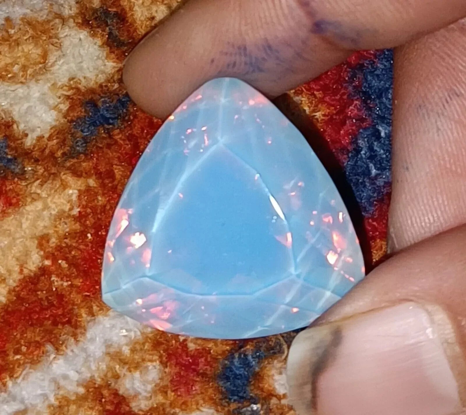 55.95 Ct Natural Opal BLUE Trillion Welo Australian Certified Untreated Gemstone