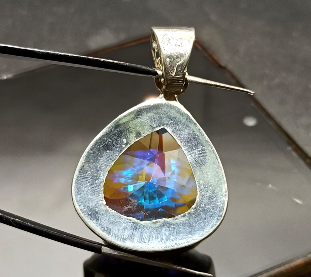 82.50 Ct GIE Certified Natural Mystic 925 Solid Silver Pendant Loose Gemstone