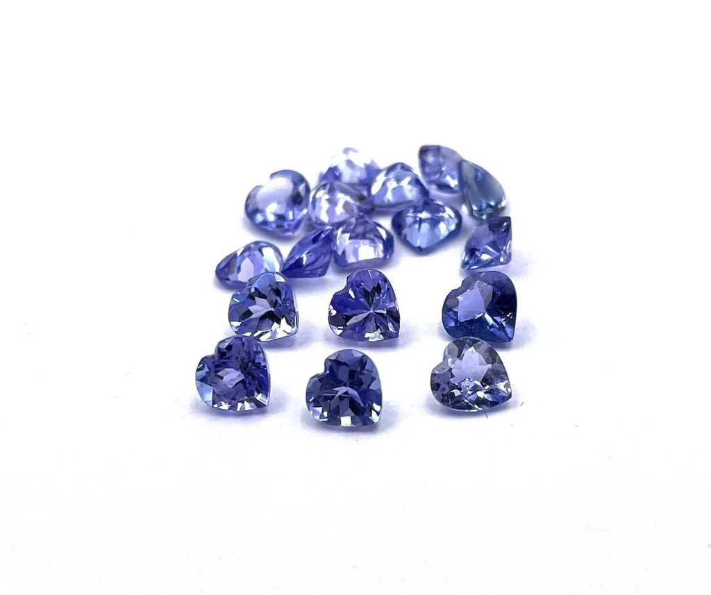 15 Pcs Natural D Block Blue Tanzanite 5 mm Heart CERTIFIED Loose Gemstone