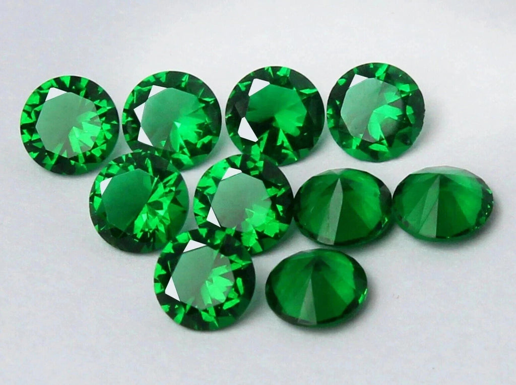 4mm 15 Pcs Exquisite Natural Green Emerald Round Cut Certified Loose Gemstone