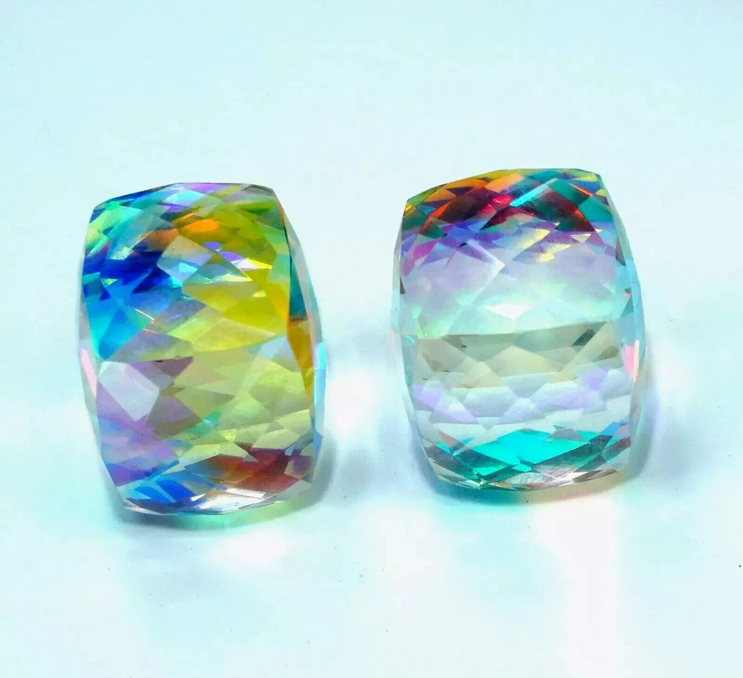 Natural Rainbow Mystic Quartz 98 Ct Cube Cut Untreated Loose GEMSTONE (PAIR 2)