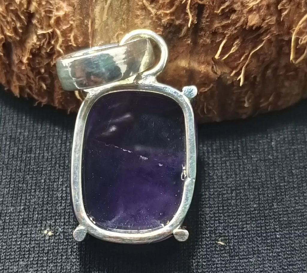 Flawless Natural PURPLE Amethyst 24.90 Ct Sterling Silver Cabochon A++ Pendant
