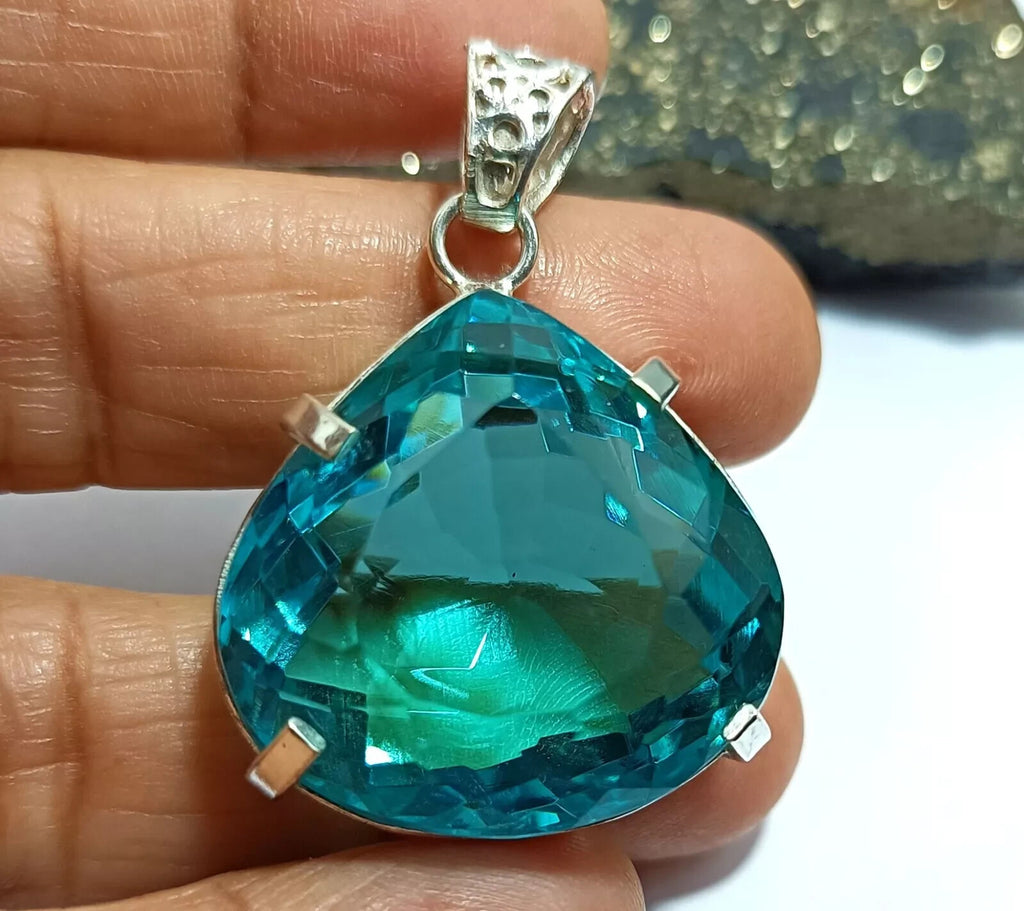 91.05 Ct Certified Lab-Created Topaz 925 Solid Silver Pendant Loose Gemstone