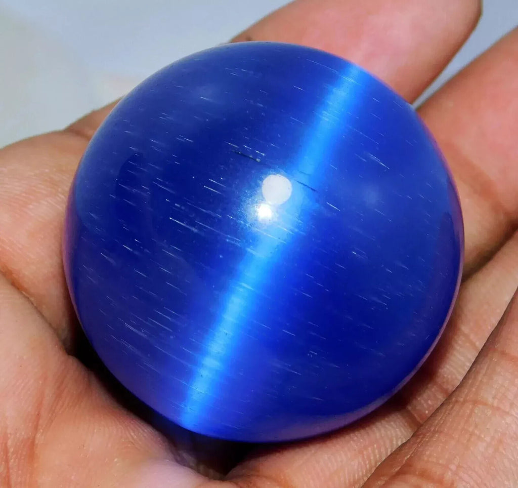 Chrysoberyl 435 Ct Natural BLUE Cats Eye Ball Cut Loose Certified Gemstone