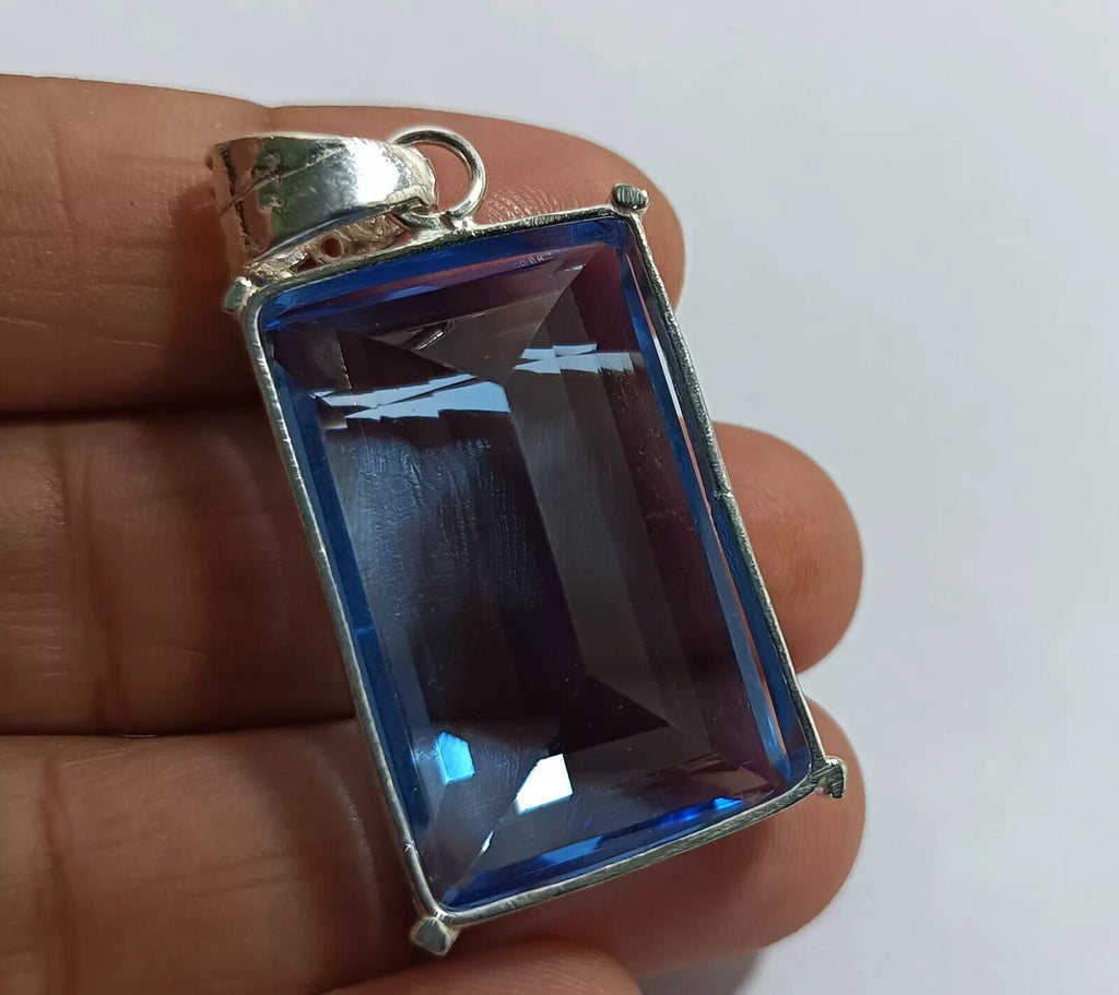70.75 Ct Certified Lab-Created Topaz 925 Solid Silver Pendant Loose Gemstone