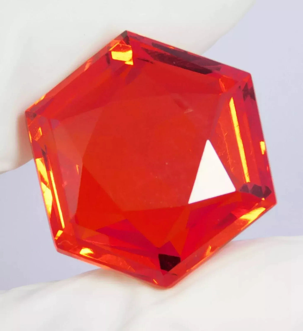 Certified Natural 75.80 Ct Mexican Fire Opal Orange Hexagon Cut Gemstone