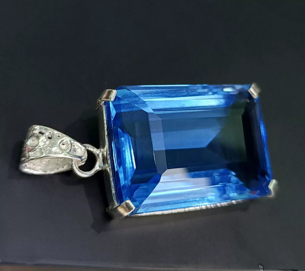 89.05 Ct Certified Natural Topaz 925 Solid Silver Emerald Pendant Loose Gemstone