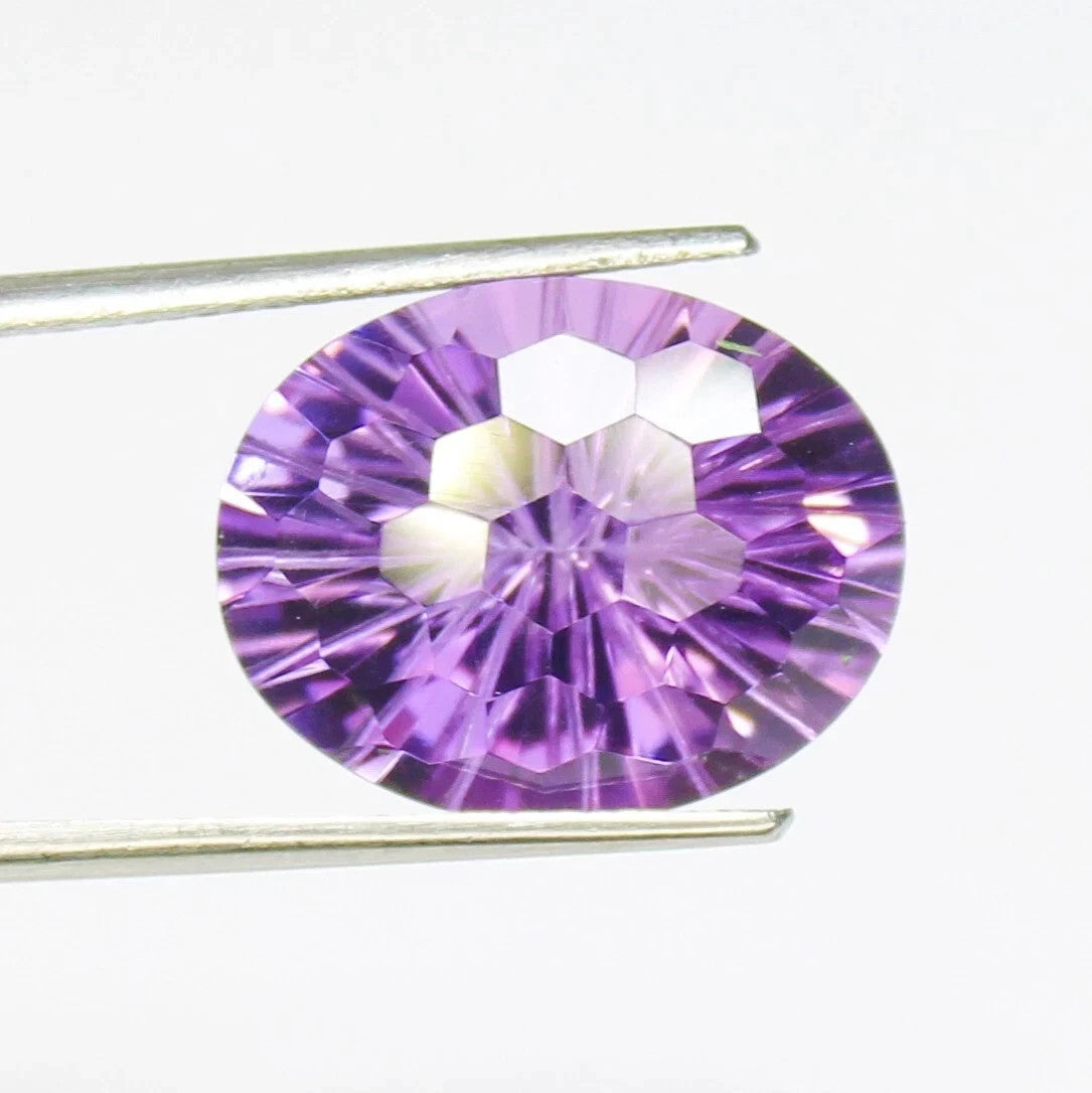 Natural Faceted Purple Amethyst In Football Cut 19.54 Carats Oval Certified gems