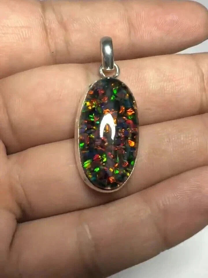 Sterling Silver Triplet Pear Opal Gemstone Handmade Pendant Jewelry 15.45 Ct