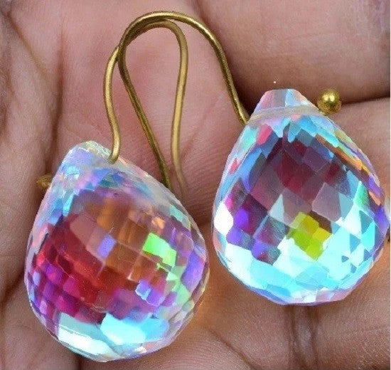 105 Ct Natural Mystic Quartz 925 Sterling Silver Earring Certified Women Gift