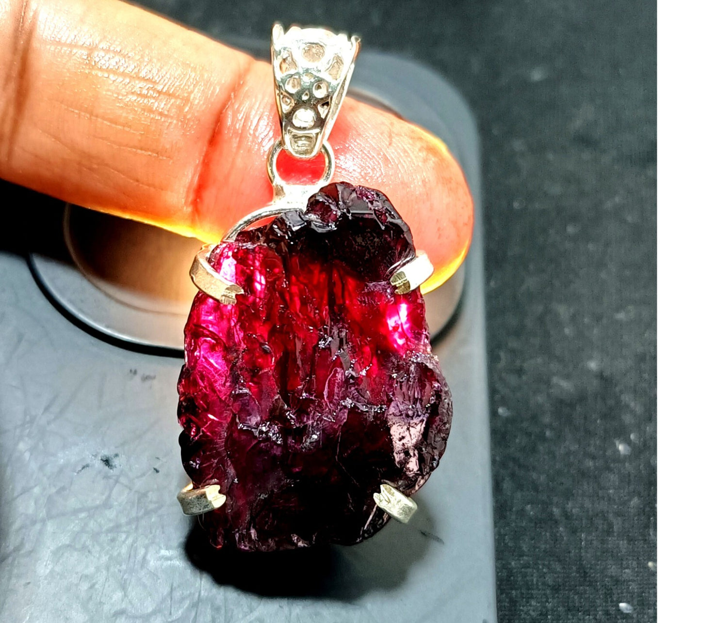 Rough Cut 77.05Ct Painite Gemstone 925 Sterling Silver Pendant,Gift For Her Love