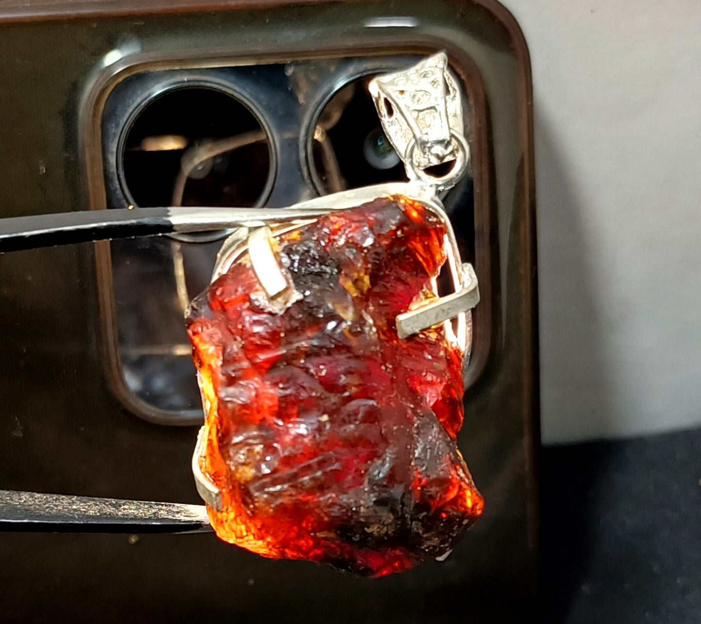 Natural Handmade 49.70 Ct Amber Rough Sterling Solid Silver Pendant Gemstone