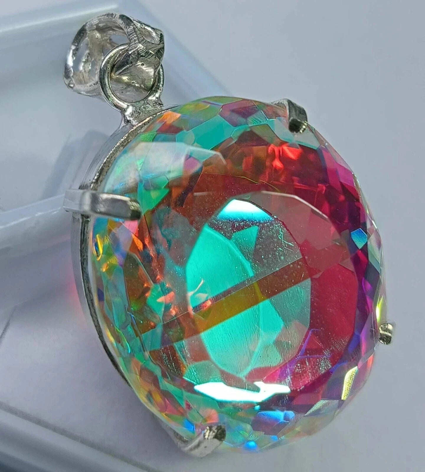 65.80 Ct EGL Certified Natural Mystic 925 Solid Silver Pendant Loose Gemstone