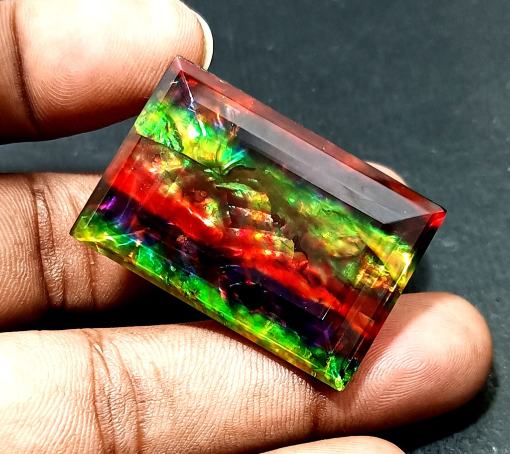 56.00 Ct Natural Ammolite Opal-Like Organic Doublet CERTIFIED Loose GEMSTONE