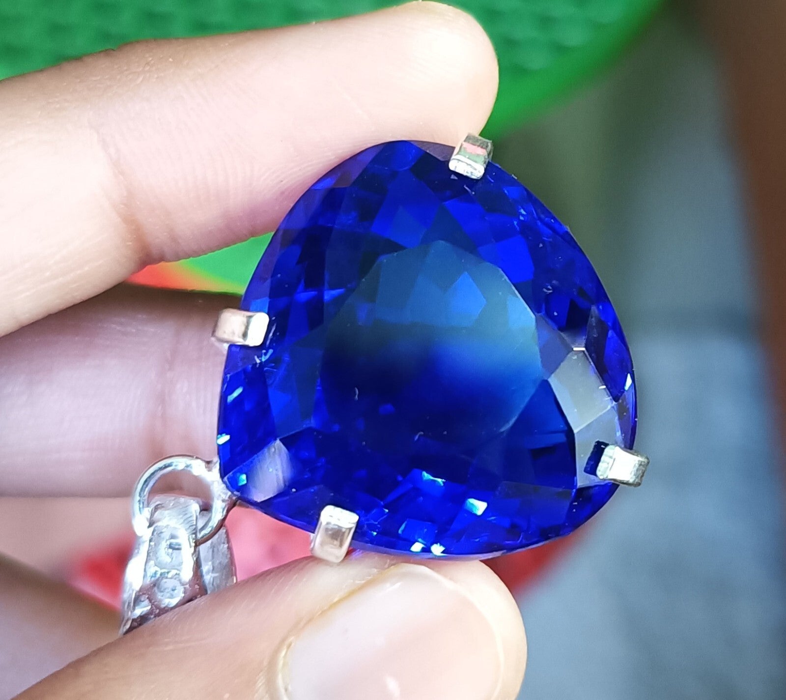 Blue Little Heart Topaz Certified Natural 77.15 Ct 925 Sliver Pendant Gemstone